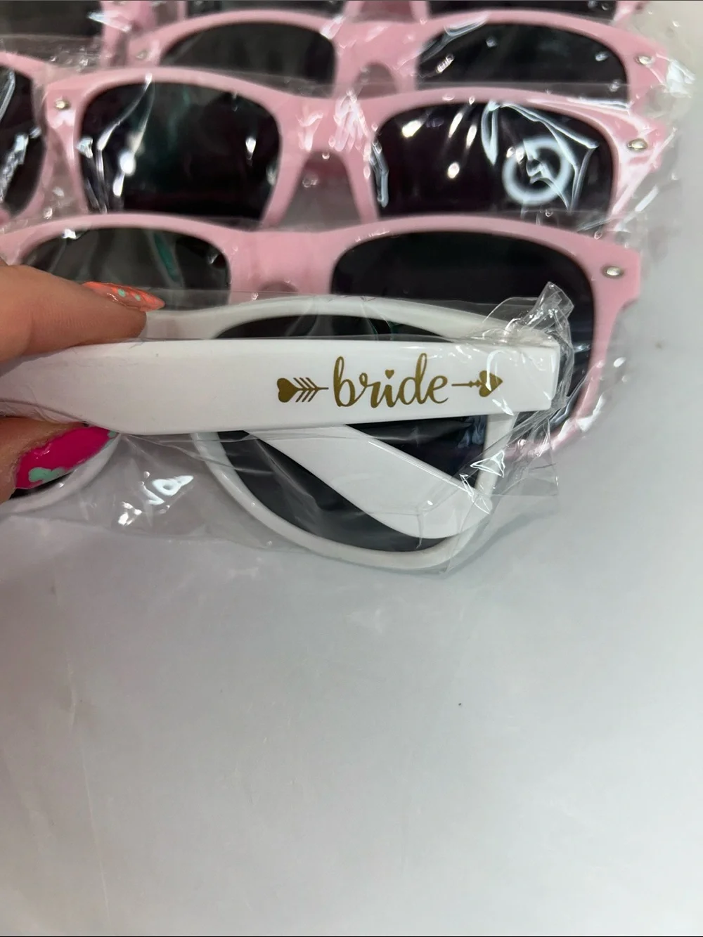Bride and 9 Bride Squad- Classic Wayfarer Sunglasses - Pink and White
